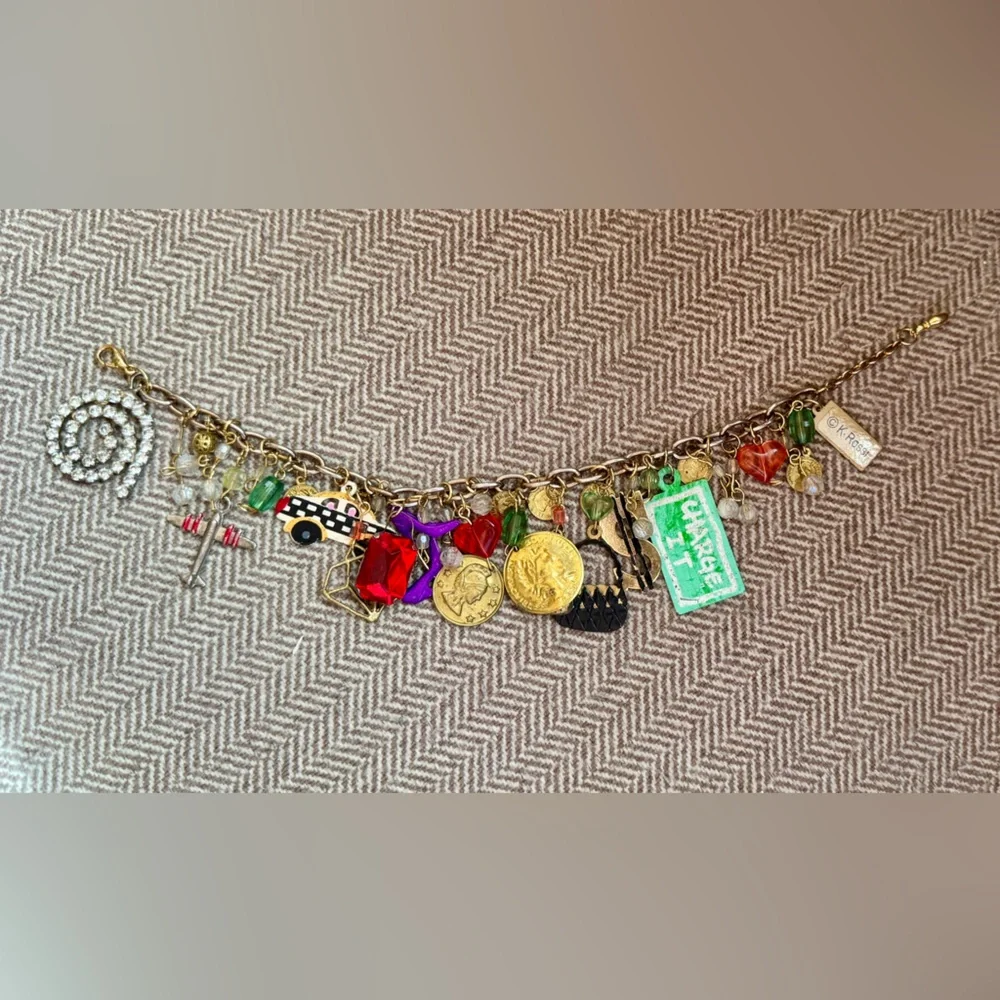 Vintage Karen Rossi for Silvestri Whimsical Shopping Statement Charm Bracelet - Picture 3 of 13